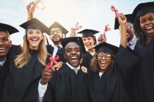 Smiling group of graduating students